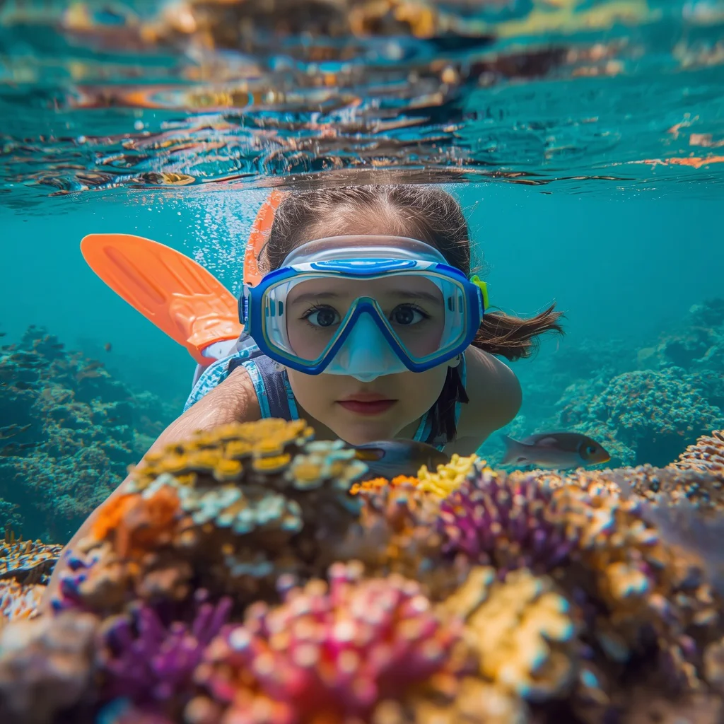 A Cute Girl Exploring a Colorful Underwater Coral Reef | prompt for gemini ai girl 2026 in english — AI image prompt