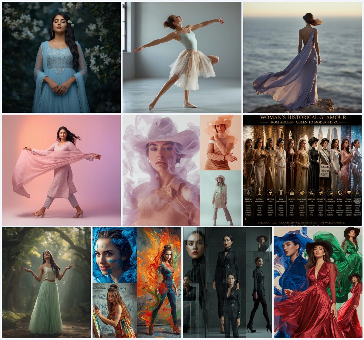 Best 10 AI Prompts for Elegant Women in Vintage Dresses with Retro Charm Photography | Prompt seen girl photo editing trending instagram