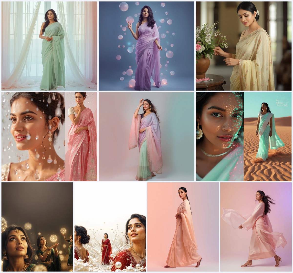 New 10 Green Saree AI Prompts for Fresh and Natural Aesthetics | cute prompt for girls in saree for instagram
