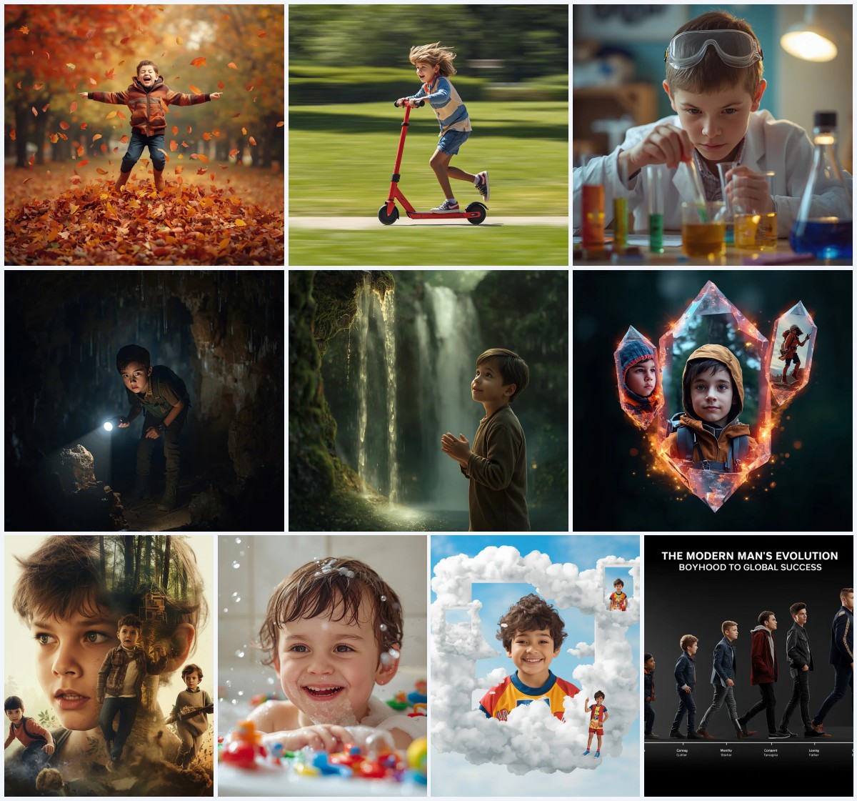 Top 10 Cute Boy’s AI Prompts for Charming Autumn Leaf Pile Playtime | Prompt seen trending girl Instagram